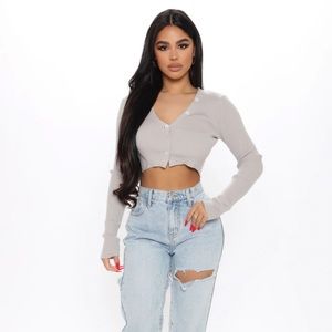 Cropped grey cardigan NWOT
